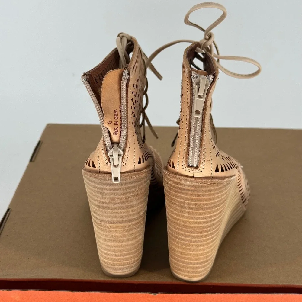 Jeffrey Campbell Rodillo Lace Up Wedge Sandal Heel Coastal Boho Summer 6